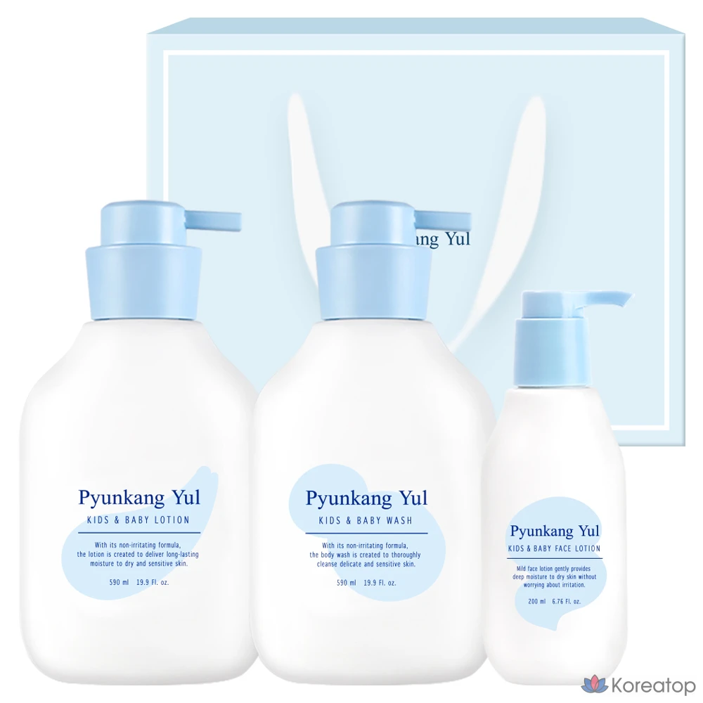 Набор для ухода Pyunkang Yul Kids &amp; Baby Line Lotion 590ml + Wash 590ml + Face Lotion 200ml Gift Set, 1 шт.