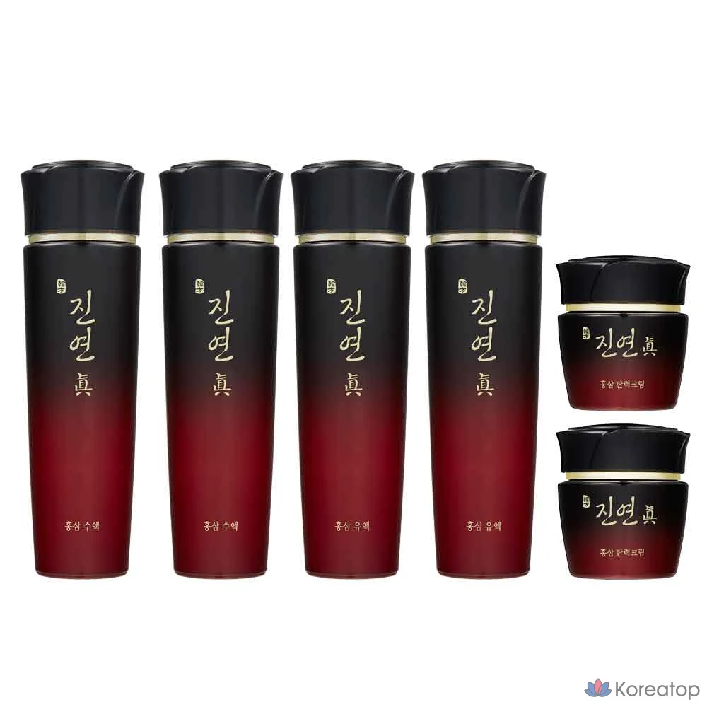 Набор для ухода Coreana Jinyeonjin 4-piece Set (Red Ginseng Milk + Tonic + Firming Cream + Shopping Bag), 2 шт.