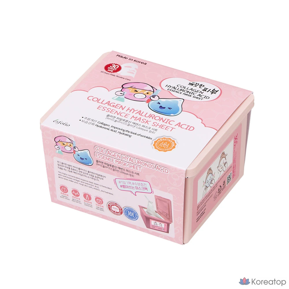 Тканевая маска для лица Esfolio Collagen Hyaluronic Acid Essence Mask, 30 шт.
