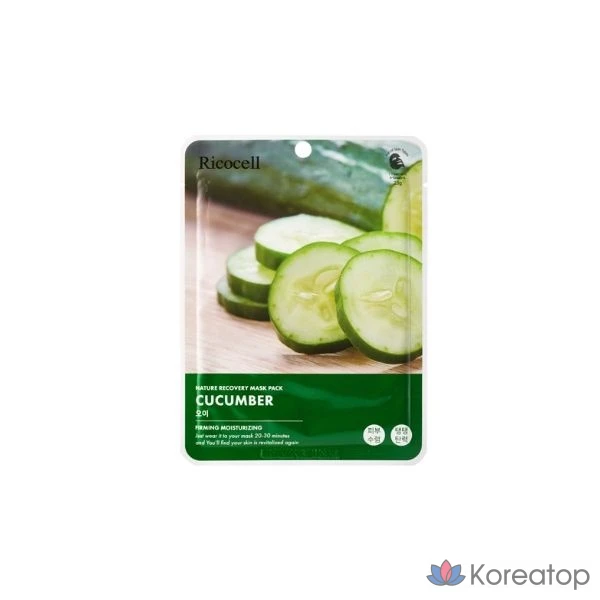 Тканевая маска для лица Ricocell Nature Recovery Mask Cucumber, 23 г, 30 шт.