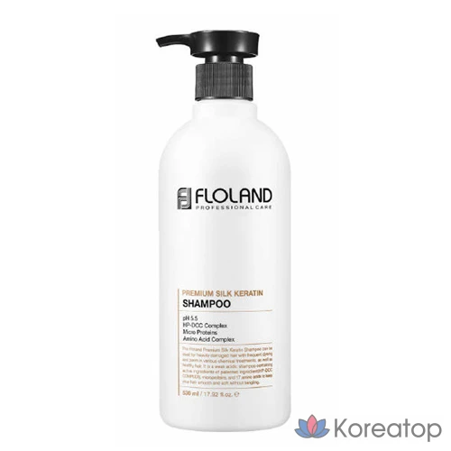 Шампунь Floland Premium Silk Keratin Shampoo, 530 мл, 1 шт.