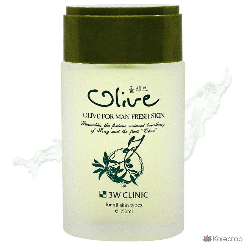 Тонер 3W Clinic Olive For Men Fresh Skin, 150 мл, 1 шт.