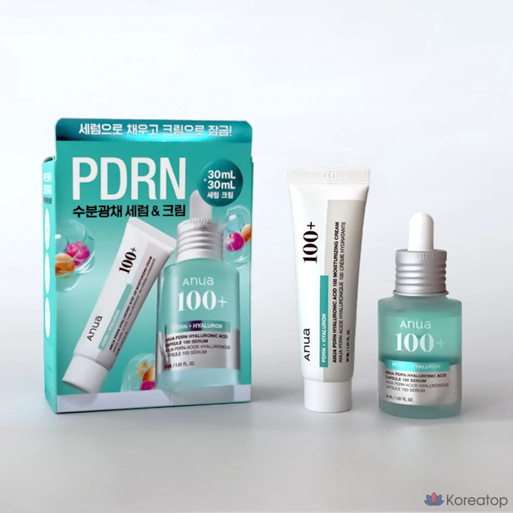 Набор для ухода Anua PDRN Hyaluronic Acid Capsule 100 Serum + PDRN Hyaluronic Acid 100 Moisture Cream 2-piece Set, 60 мл, 1 шт.