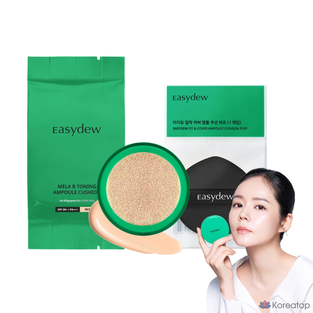 Кушон Easydew Mela B Toning Ampoule Cushion Refill Puff, оттенок 19, 13 г, 1 шт.