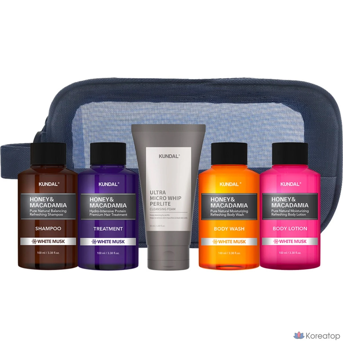 Набор для ухода Kundal Travel 5-piece Set Type B (с очищающей пеной), аромат White Musk, 1 шт.