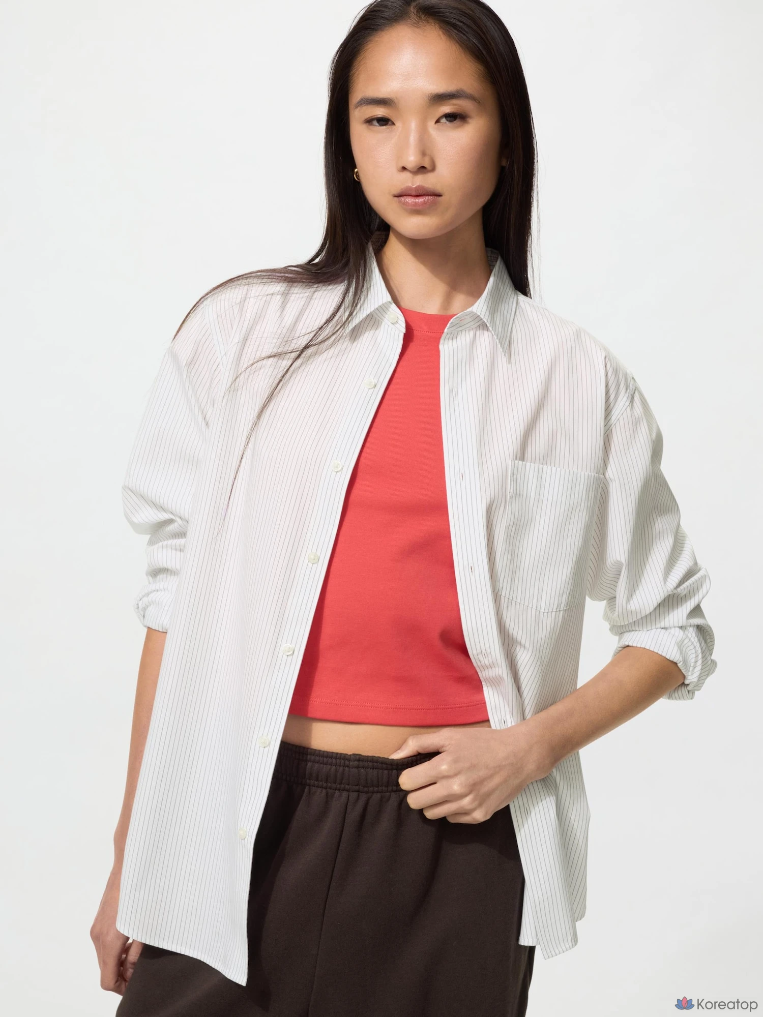Рубашка Uniqlo Broadcloth Shirt Regular Collar Stripe A, фото 3