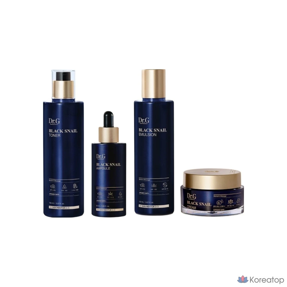 Набор для ухода Dr. G Black Snail Prestige 4-piece Set (Toner + Emulsion + Ampoule + Cream + Shopping Bag), 1 шт.