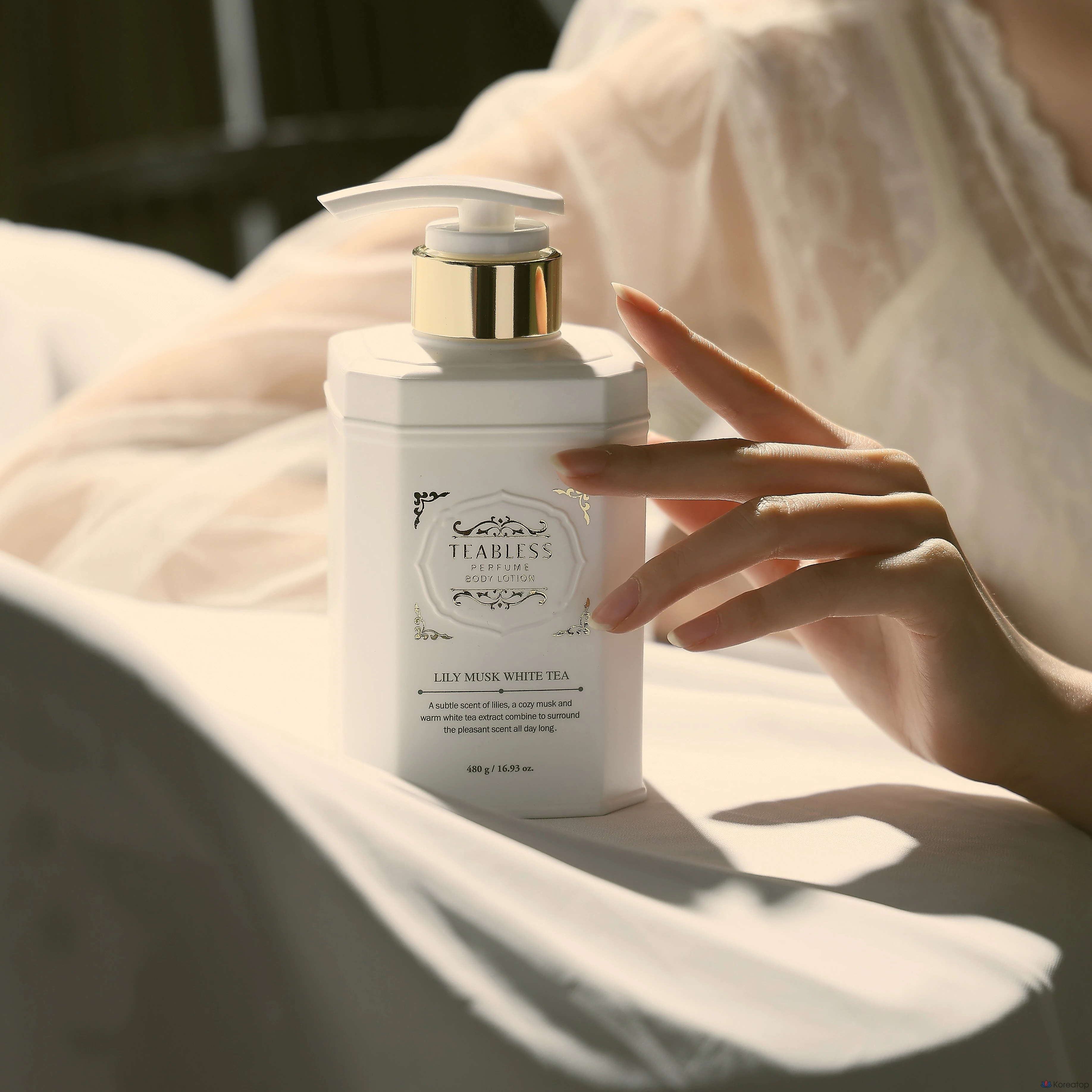 Лосьон для тела TEABLESS Perfume Body Lotion Lily Musk White Tea, 480 г, 1 шт., фото 2