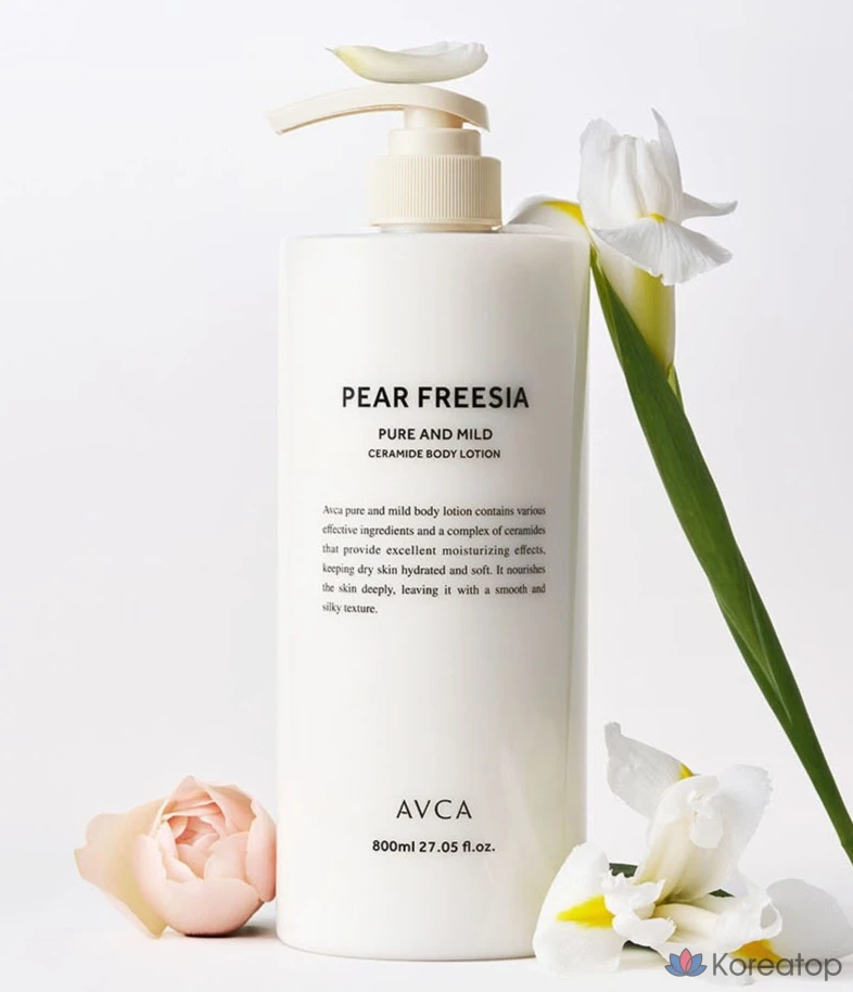 Лосьон для тела AVCA Pure &amp; Mild Ceramide Body Lotion Fair &amp; Freesia, 800 мл, 1 шт.