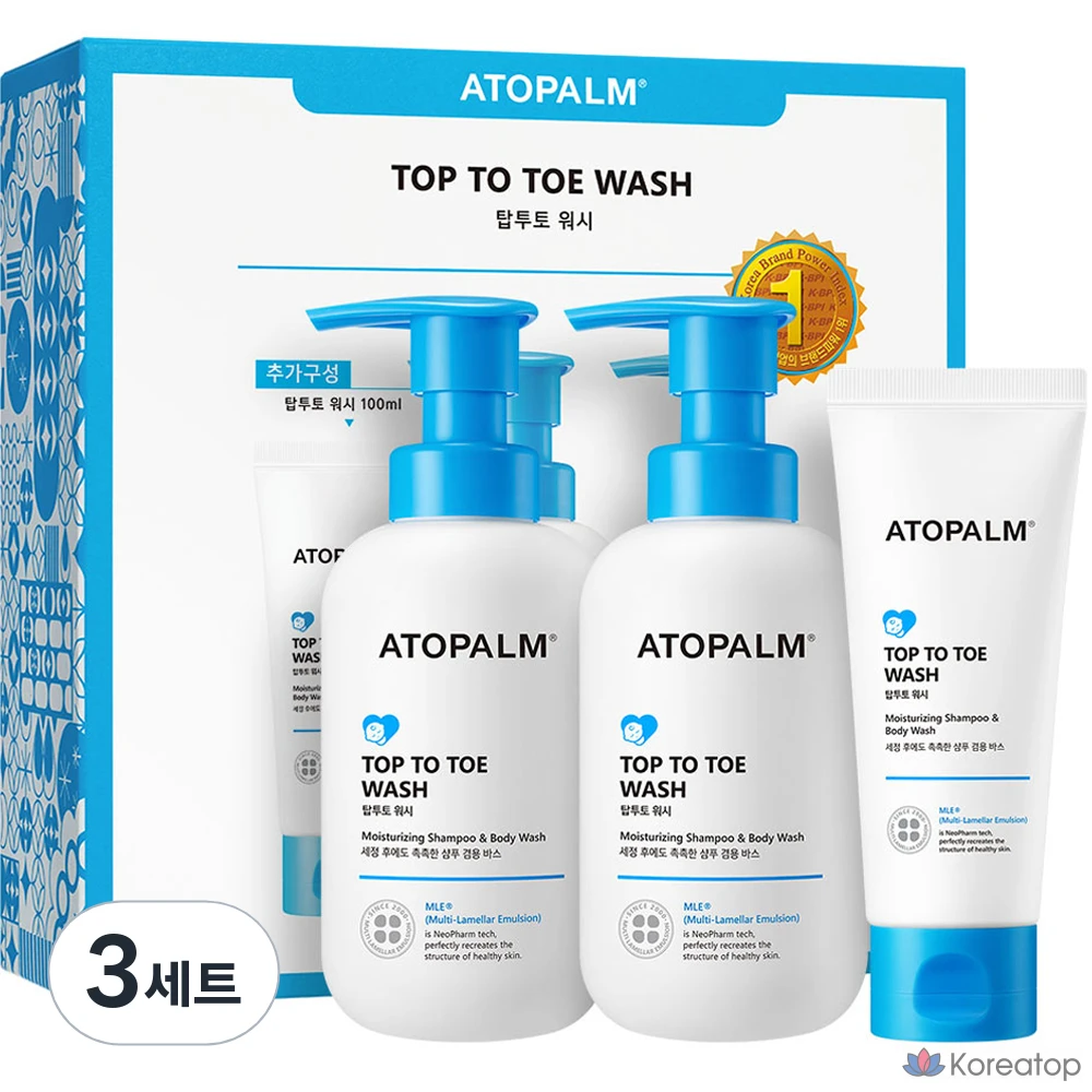 Набор для ухода Atopalm Top-to-Toe Wash 300ml x 2p + 100ml Set, 3 шт.