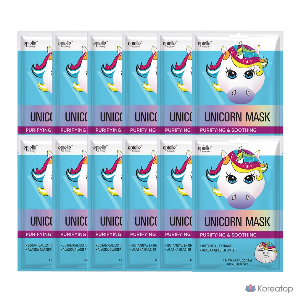 Тканевая маска для лица Epielle Unicorn Character Mask, 12 шт.