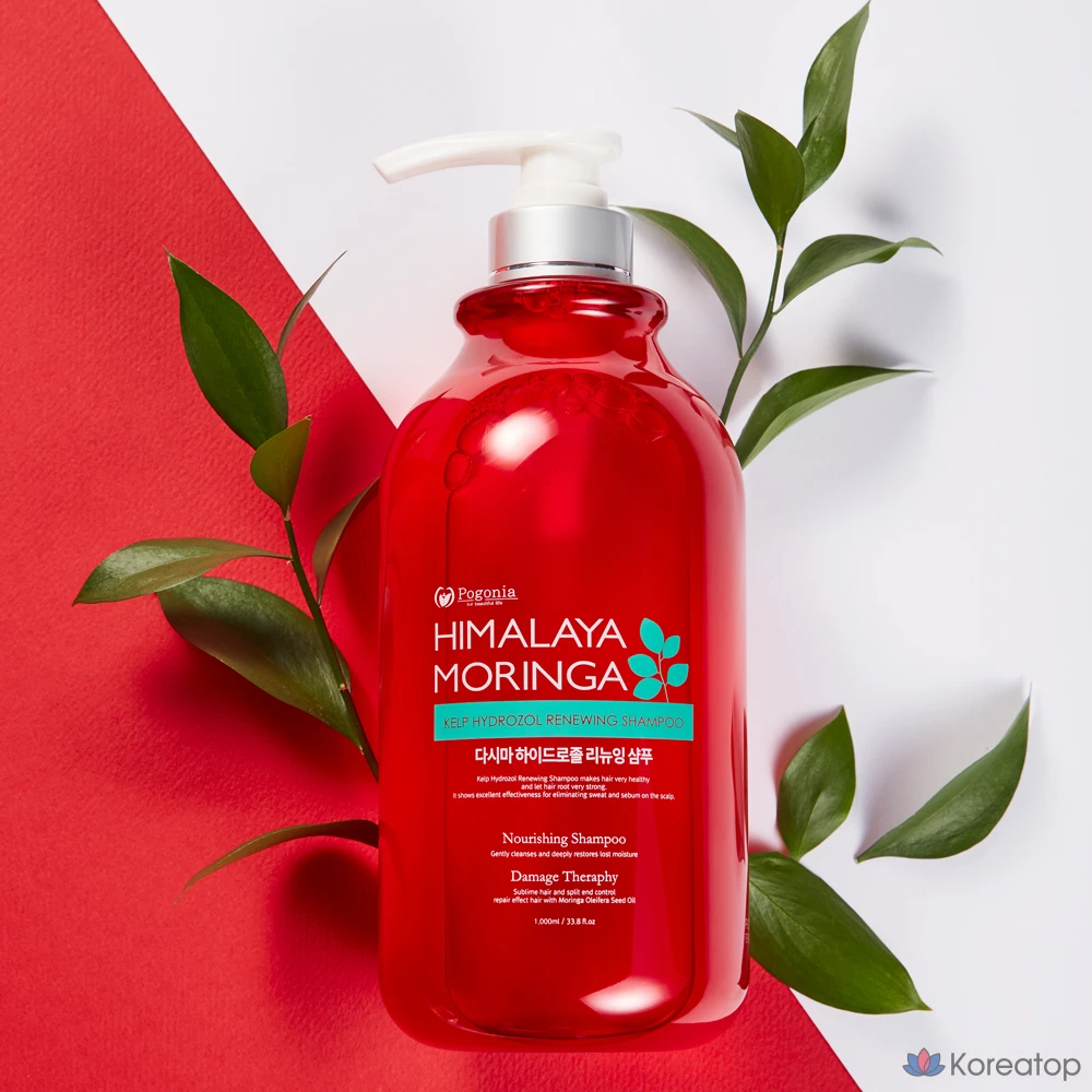 Шампунь Pogonia Himalaya Moringa Kelp Hydrozole Renewing, аромат розы, 1 л, 1 шт.