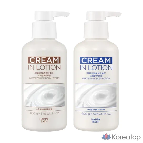 Лосьон для тела Happy Bath Cream-in High Moisture Body Lotion Baby Powder, 400 г, 1 шт.
