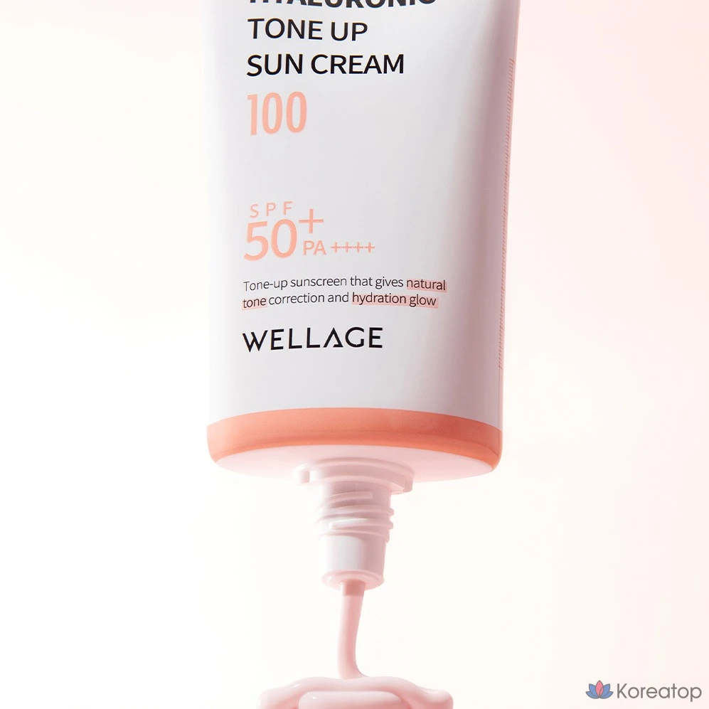 Солнцезащитный крем WELLAGE Real Hyaluronic Tone Up Sun Cream SPF50+ PA++++, 50 мл, 1 шт.