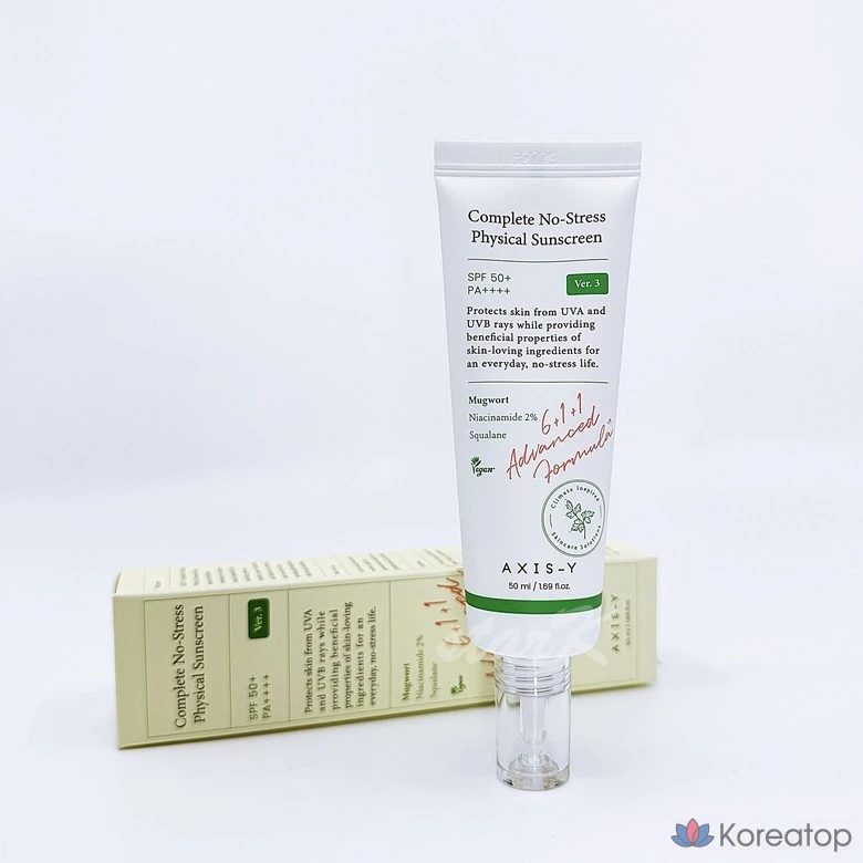 Солнцезащитный крем Axis-Y Complete No-Stress Physical Sunscreen SPF50+ PA++++, 50 мл, 1 шт.
