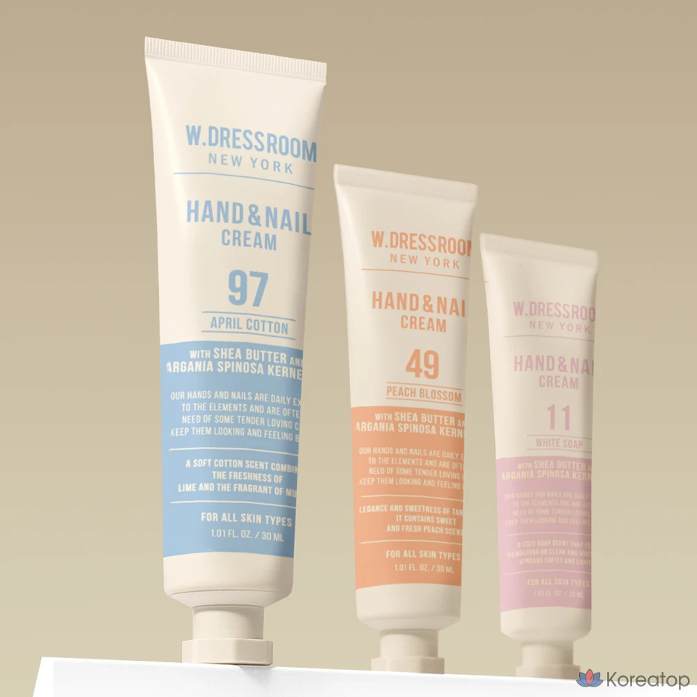 Набор для ухода W.Dressroom Perfume Hand &amp; Nail Cream 3-piece Set (White Soap + April Cotton + Peach Blossom), 1 шт.