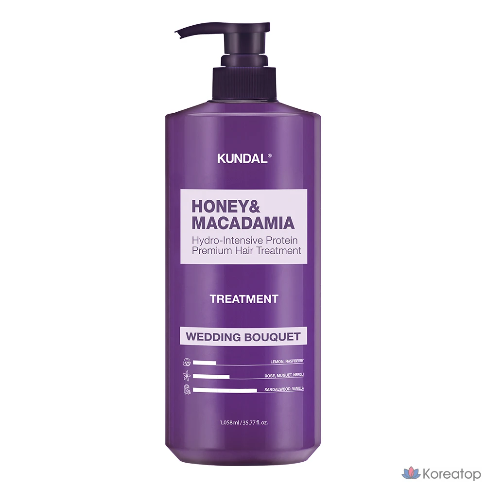 Кондиционер для волос Kundal Honey & Macadamia Hair Treatment, аромат Wedding Bouquet, 1.058 л, 1 шт.