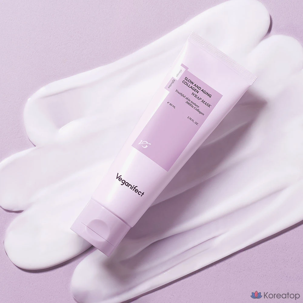 Тканевая маска для лица Veganifect Slow &amp; Aging Low Molecular Collagen Water Glow Wrap Mask, 80 мл, 1 шт.