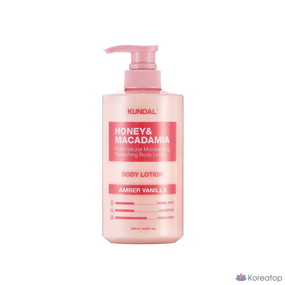 Лосьон для тела Kundal Honey & Macadamia Pure Body Lotion, аромат Amber Vanilla, 500 мл, 1 шт.