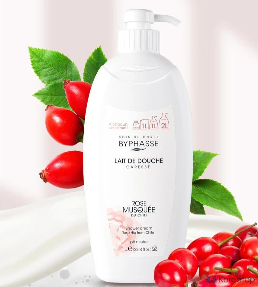 Гидрофильное очищающее средство для тела Byphasse Body Wash Rosehip, 1 л, 1 шт.