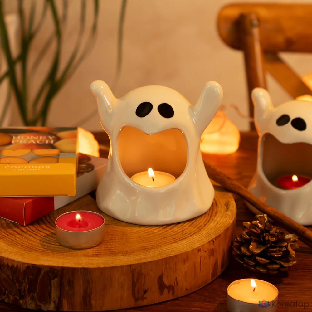 Набор для ароматерапии Cocodor Ghost Tealight Holder + Candle Set, аромат Cotton Flower, 10 г x 6 шт.