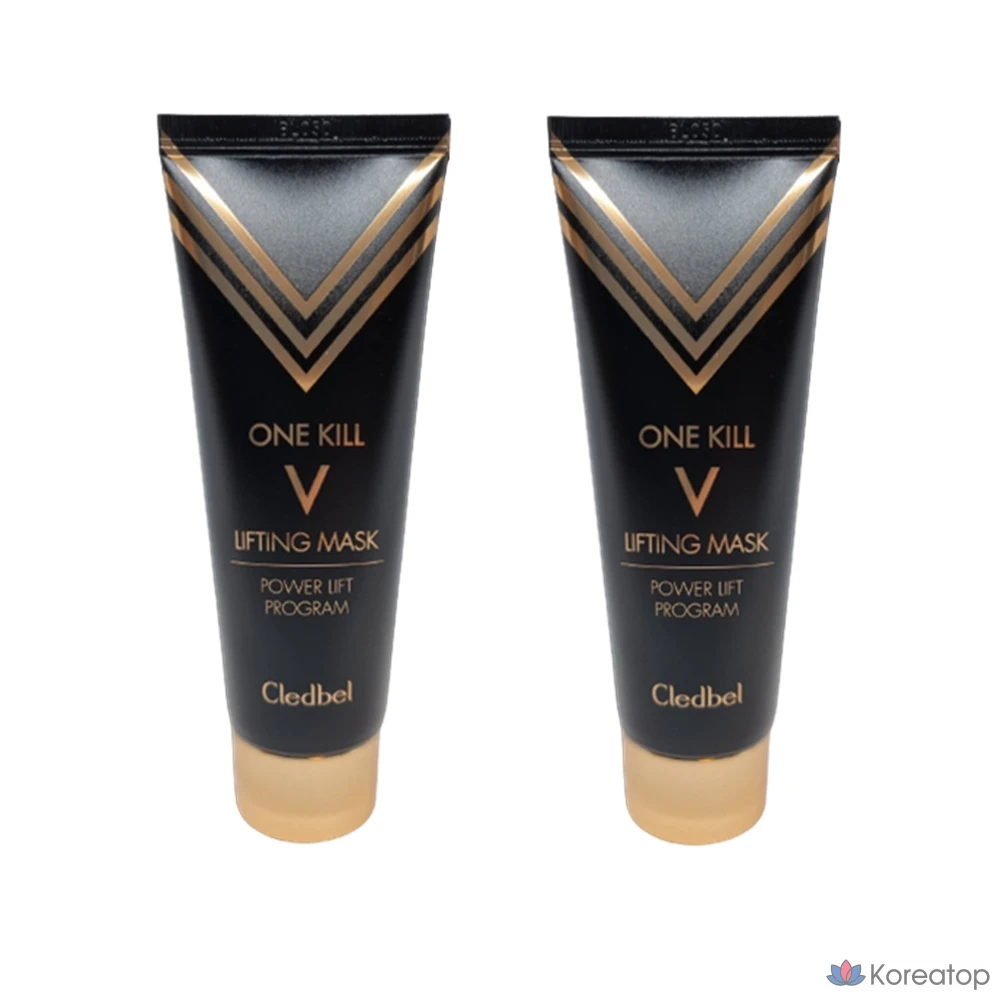 Тканевая маска для лица Cledbel Power Lift Program One Kill V Mask Black Edition + кисть для маски, 70 мл, 2 шт.