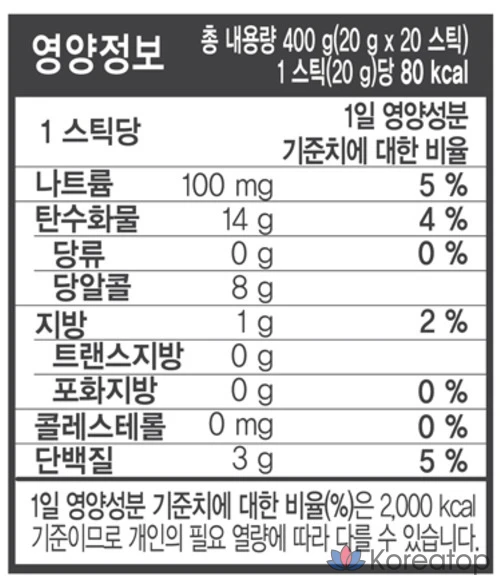 Протеиновый напиток Nokchawon Zero Sugar Protein Misutgaru, 400 г, 1 шт.