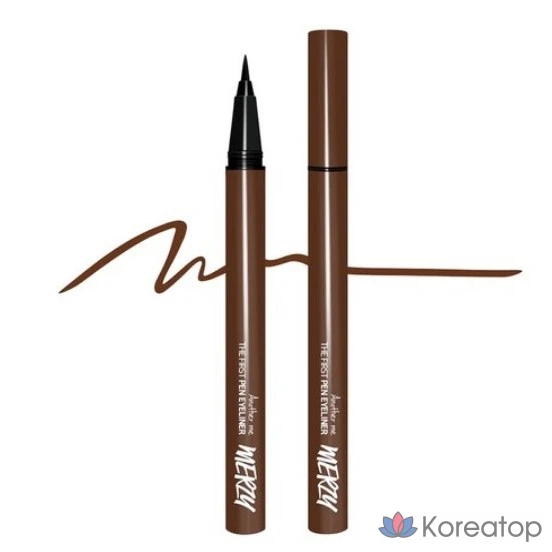 Подводка для глаз MERZY The First Pen Eyeliner, оттенок P3 Coffee Bun, 0.5 г, 1 шт.