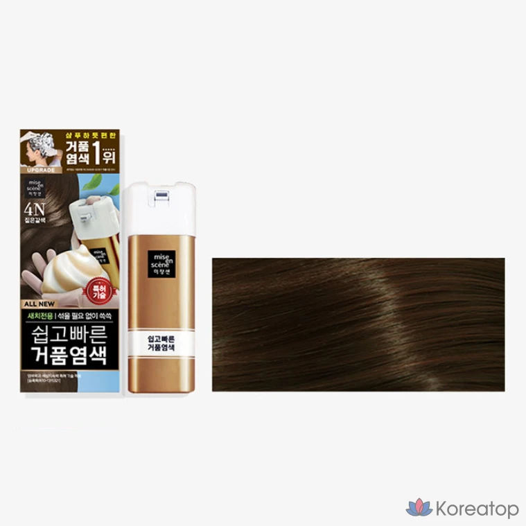 Краска для волос Mise en Scene All New Easy Fast Foam, оттенок 4N Dark Brown, 1 шт., фото 2