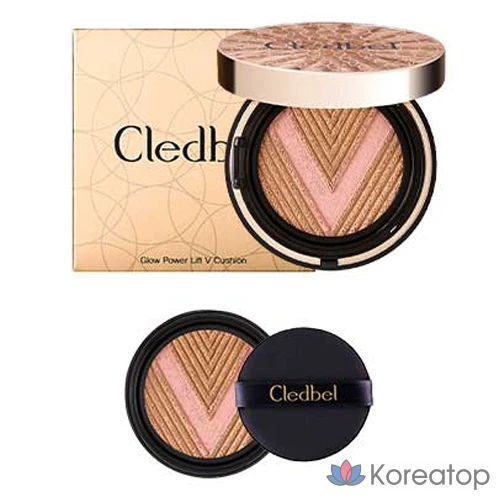 Кушон Cledbel Glow Power Lift V Cushion, оттенок 23 Natural Gold Beige + Rose Gold, 13 г + refill, 1 шт.