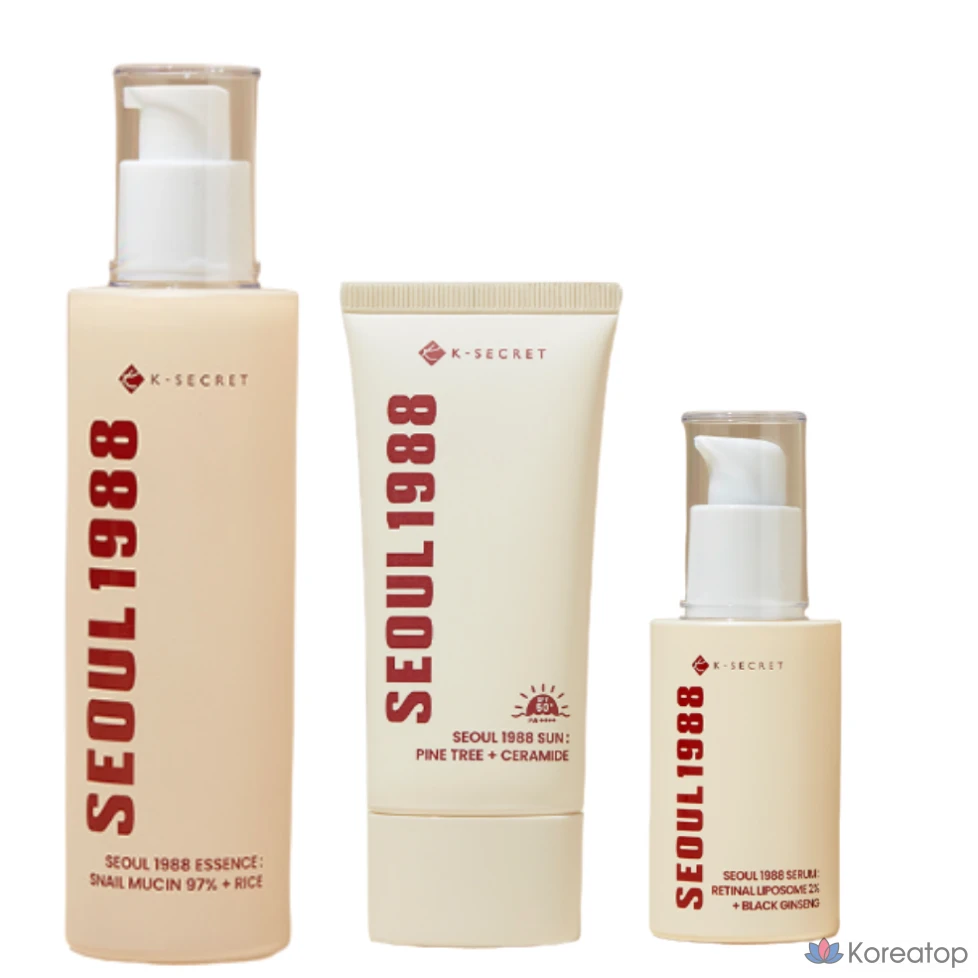 Набор для ухода K-secret Seoul 1988 3-piece Set (Serum + Essence + Sun Cream), 30 г, 1 шт.