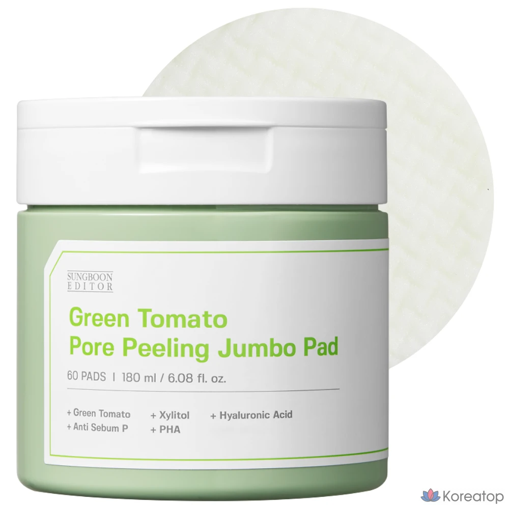 Пилинг-пэды Sungboon Editor Green Tomato Pore Peeling Jumbo Pad, 180 мл, 60 шт.