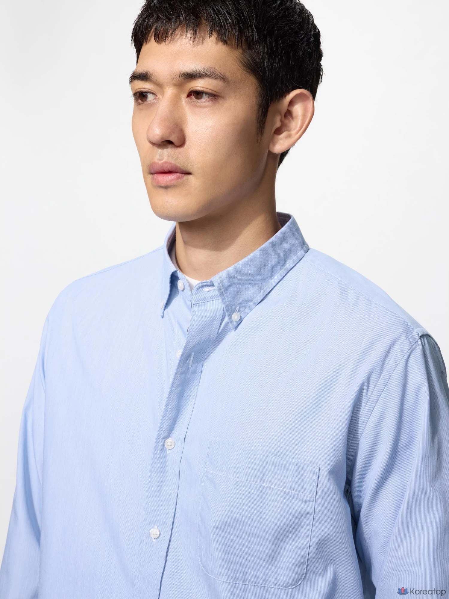 Рубашка Uniqlo Broadcloth Shirt (Button-Down Collar) Hairline, фото 3