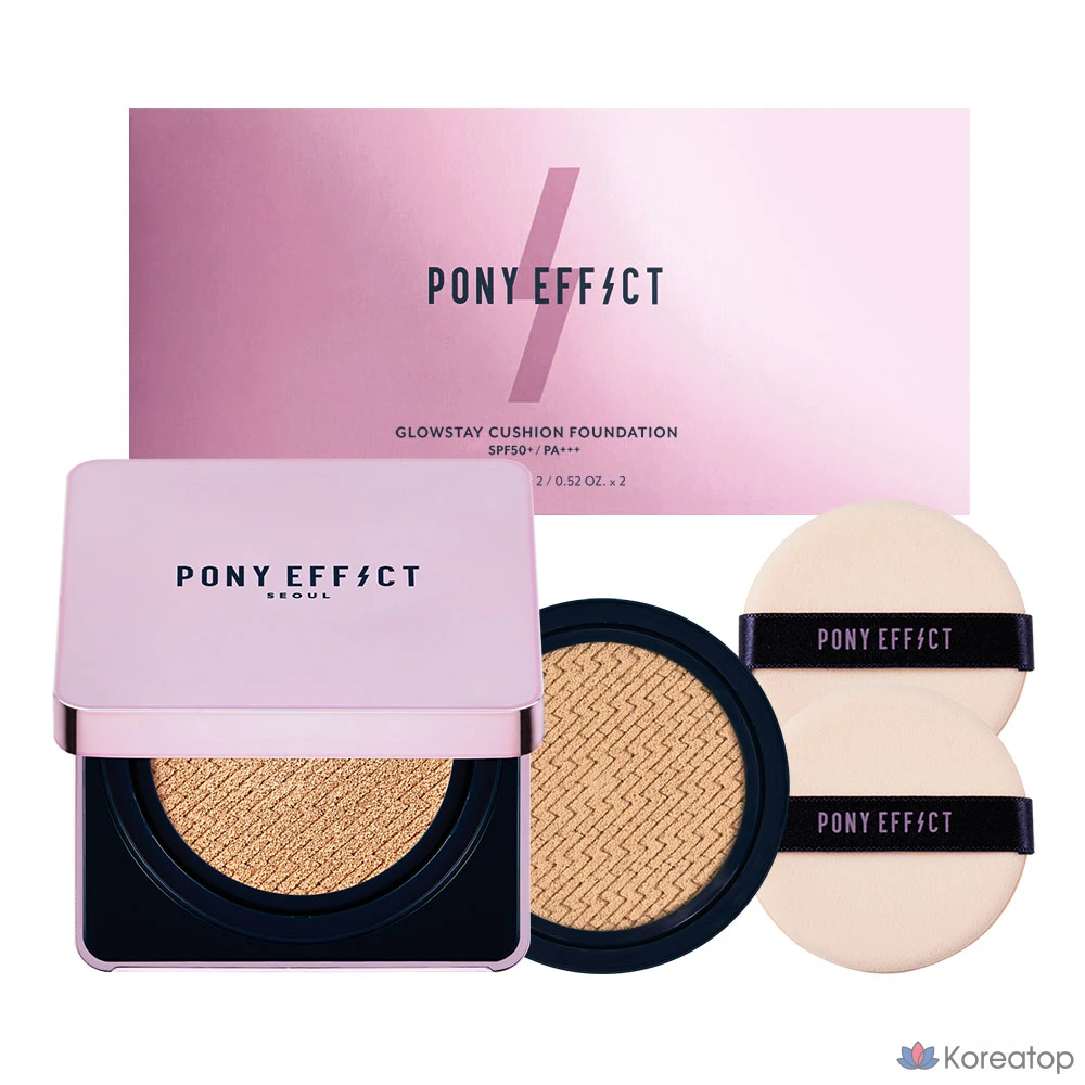 Кушон Pony Effect Glow Stay Cushion Foundation (основной + рефил), оттенок 002 Porcelain, 15 г + 15 г, 1 шт.