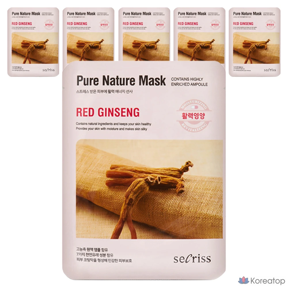 Тканевая маска для лица Anskin Cicatris Pure Nature Mask Ginseng, 25 мл, 6 шт.