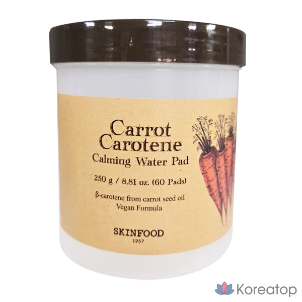 Пэды для лица Skinfood Carrot Carotene Calming Water Pad, 60 шт.