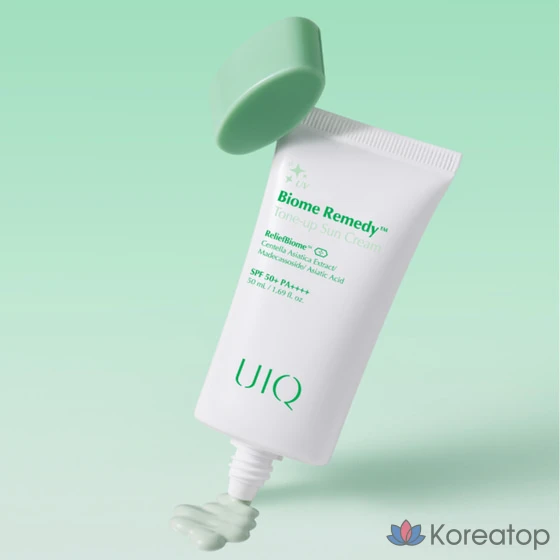 Солнцезащитный крем UIQ Biome Remedy Tone-Up, оттенок Green, 50 мл, 1 шт.