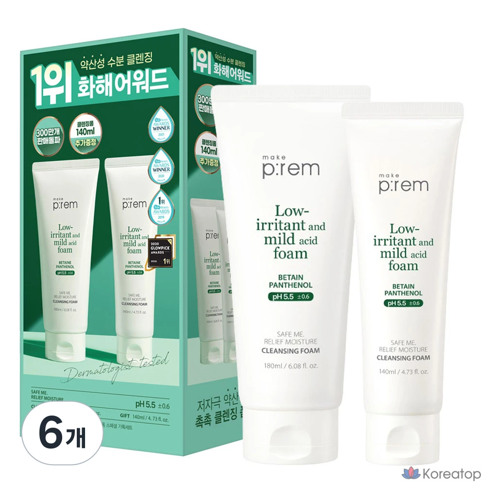 Очищающая пенка MAKE P:REM Safe Me Relief Moisture Cleansing Foam Special Set, 180 мл, 6 шт.
