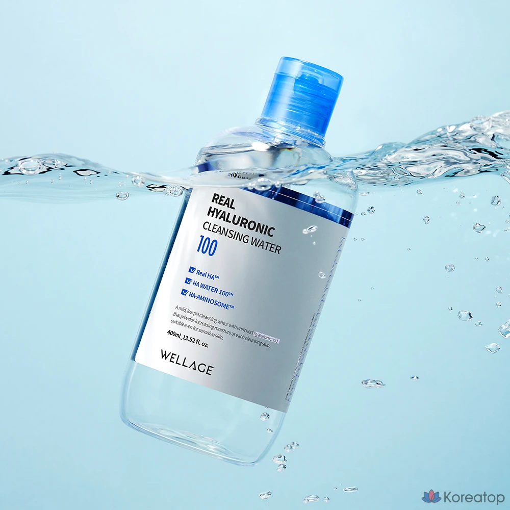Очищающая вода WELLAGE Real Hyaluronic Cleansing Water, 400 мл, 1 шт.