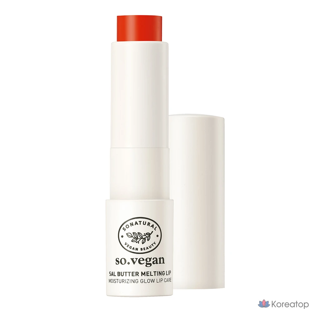 Бальзам для губ So Vegan Sal Butter Melting Lip Balm, оттенок 02 Clear Peach, 3.8 г, 1 шт.