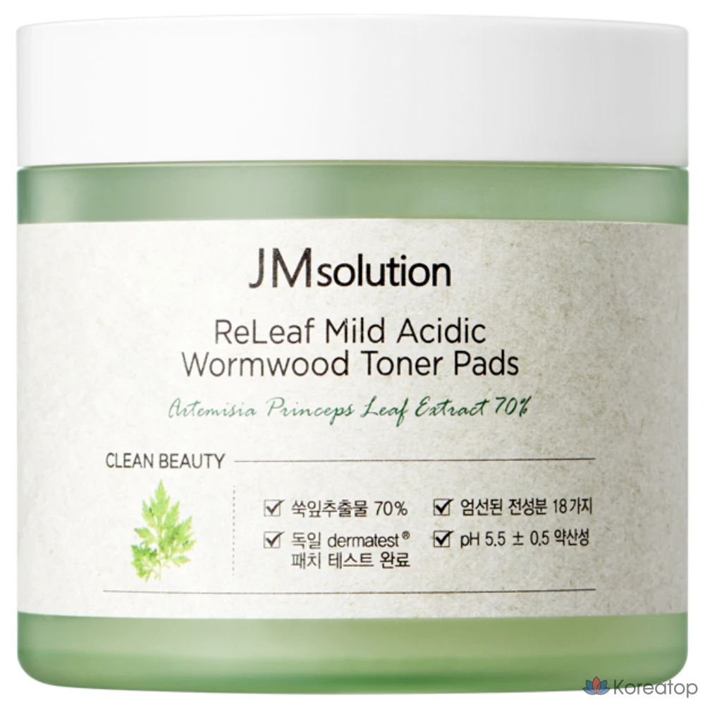 Тонер-пэды JM Solution Relief Low pH Mugwort Toner Pad, 140 мл, 70 шт.