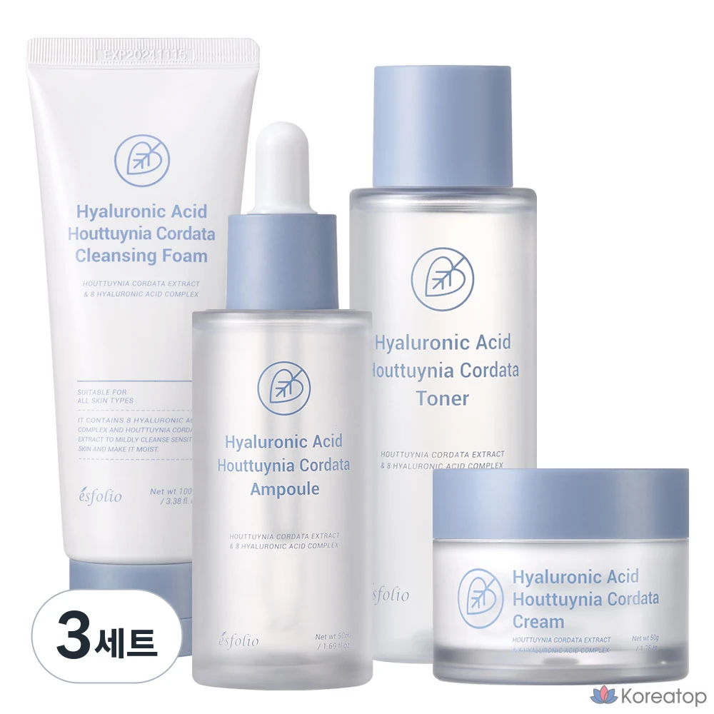 Набор для ухода Esfolio Centella Asiatica 4-piece Set (Foam Cleanser + Toner + Ampoule + Cream), 3 шт.