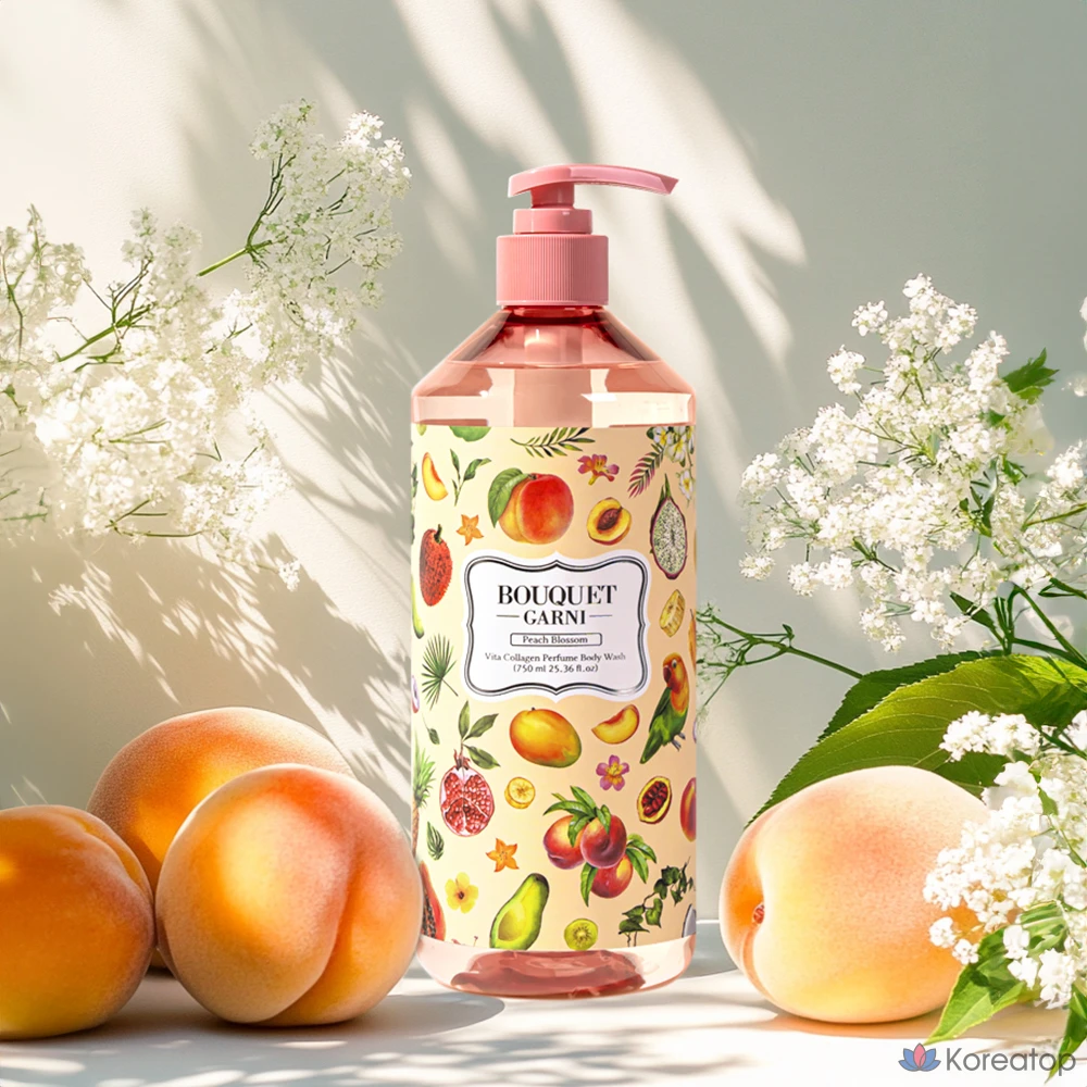 Гелевое средство для душа Bouquet Garni Vita Collagen Perfume Body Wash, оттенок Peach Blossom, 750 мл, 1 шт.