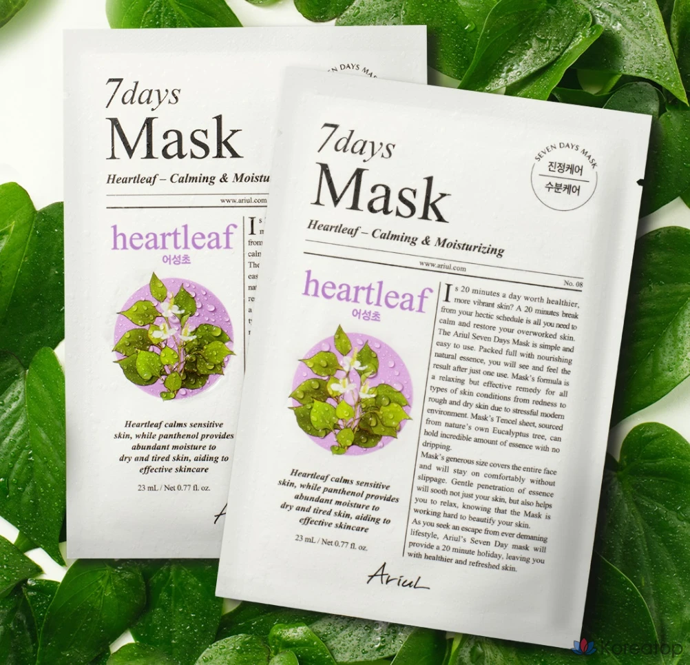 Тканевая маска для лица Ariul 7 Days Heartleaf P Mask, 40 шт.