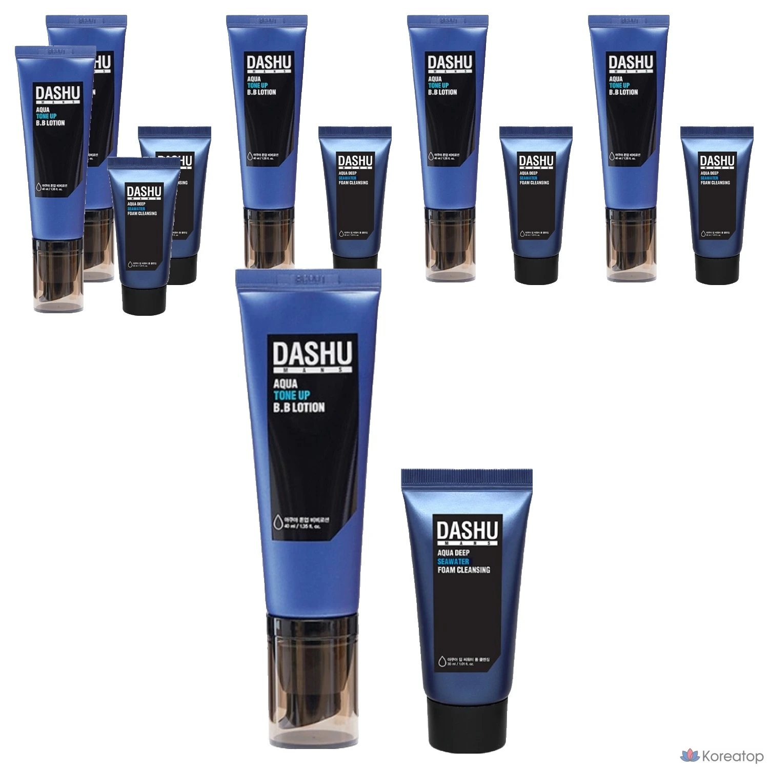 Набор для ухода DASHU Men's Aqua Tone-Up BB Lotion 40ml + DASHU Men's Aqua Deep Sea Water Foam Cleansing 30ml, 6 шт.
