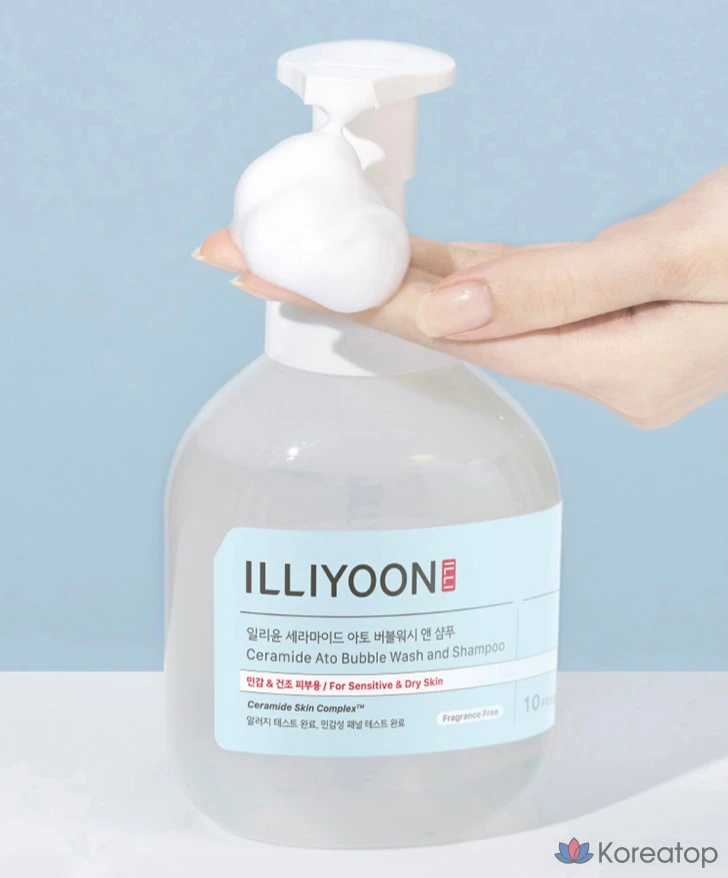 Гель для душа и шампунь ILLIYOON Ceramide Ato Bubble Wash & Shampoo, без отдушки, 400 мл, 1 шт.