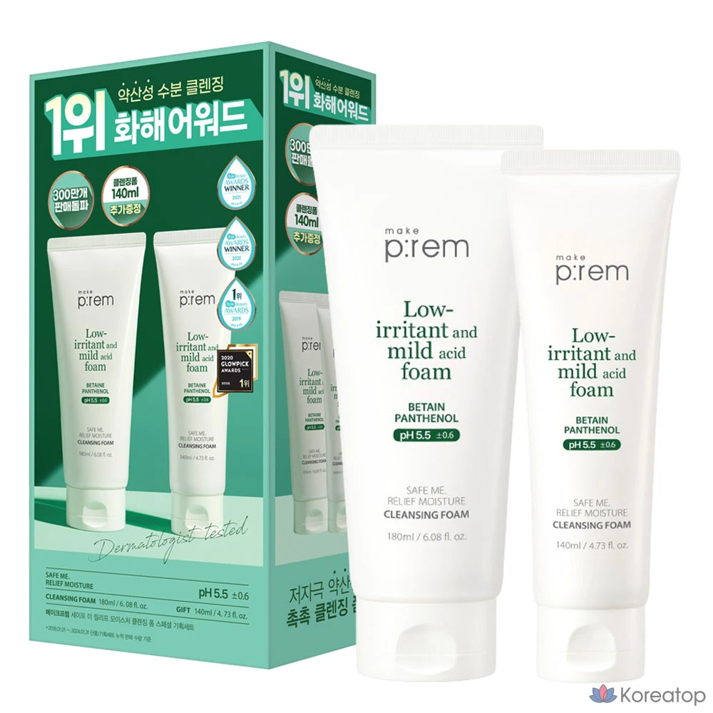 Очищающая пенка MAKE P:REM Safe Me Relief Moisture Cleansing Foam Special Set, 180 мл, 1 шт.