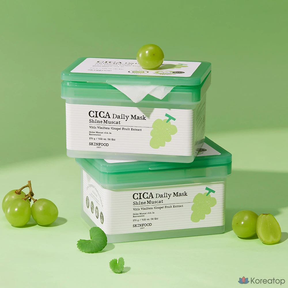 Тканевая маска для лица Skinfood Shine Muscat Cica Daily Mask, 270 г, 150 шт., фото 3