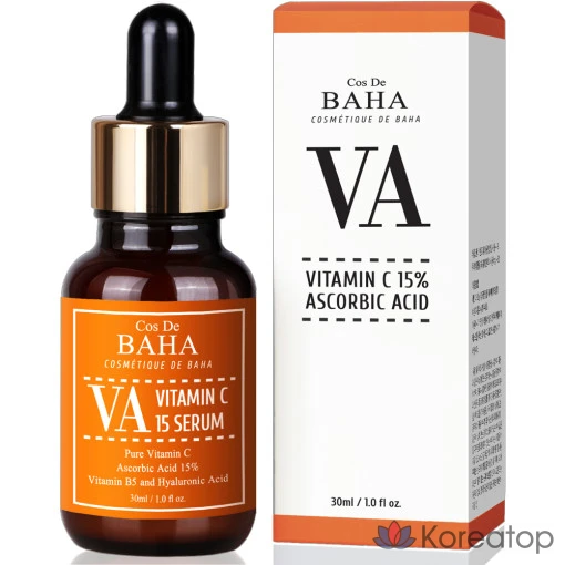 Ампульная сыворотка Cos De Baha VA Pure Vitamin C 15 Serum, 30 мл, 1 шт.