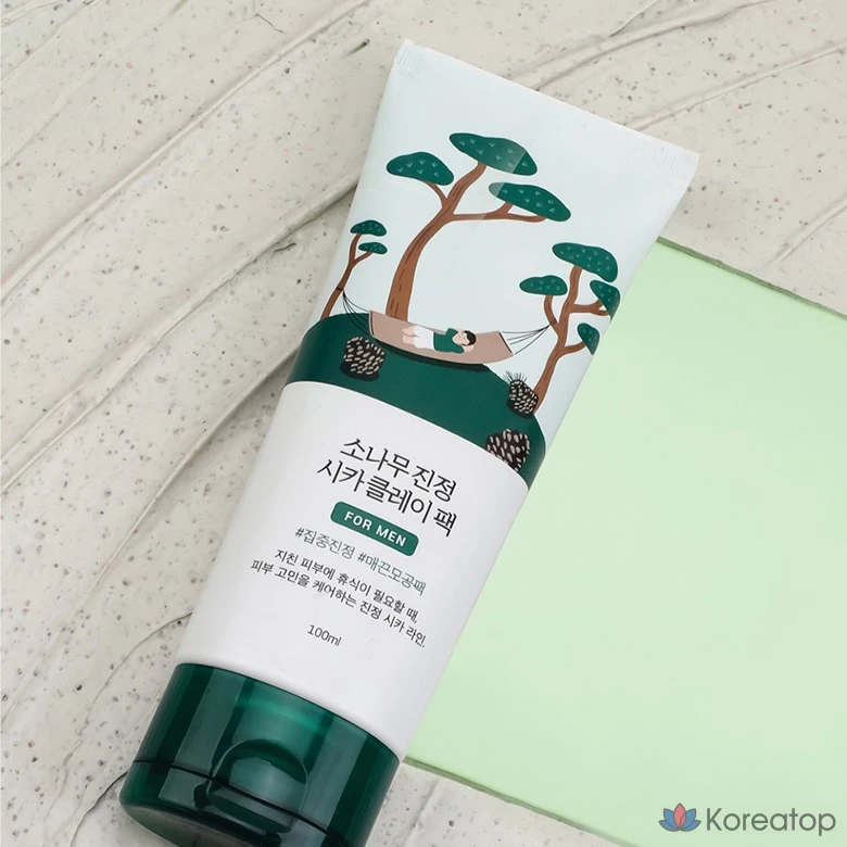 Крем-маска для лица Round Lab For Men Pine Tree Calming Cica Clay Pack, 100 мл, 1 шт.